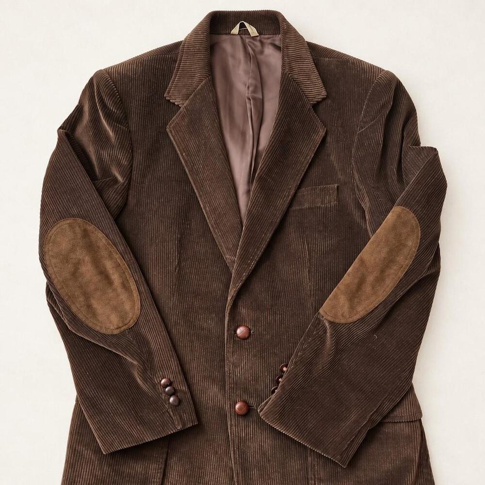 Dillard’s Men’s Brown Corduroy Blazer  Elbow Patch 40R Dark Academia
